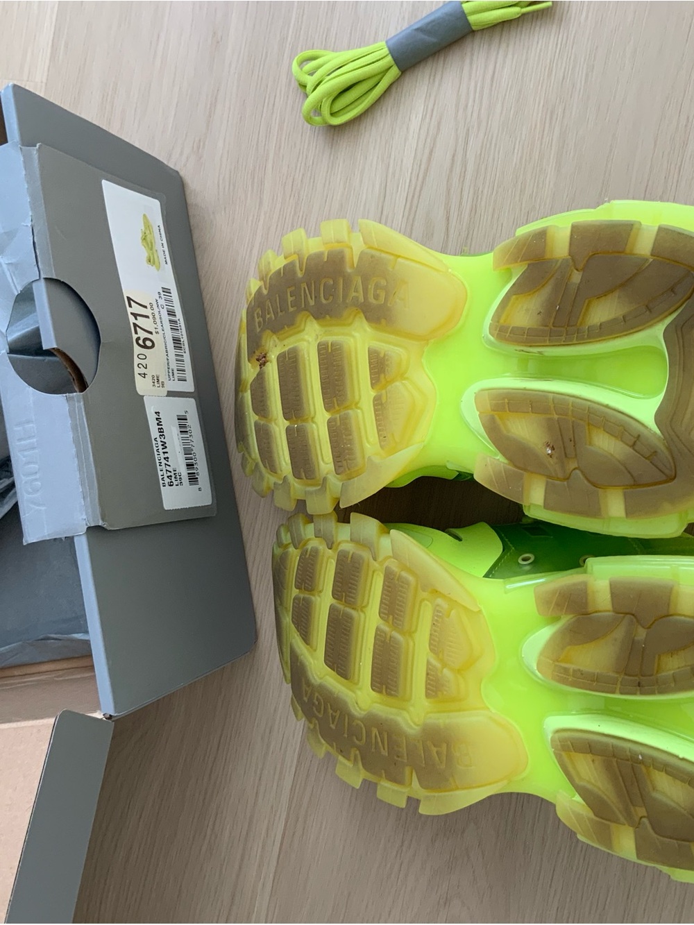 Balenciaga Neon Yellow Triple-Sole Trainer Sneakers - Picture 10 of 10